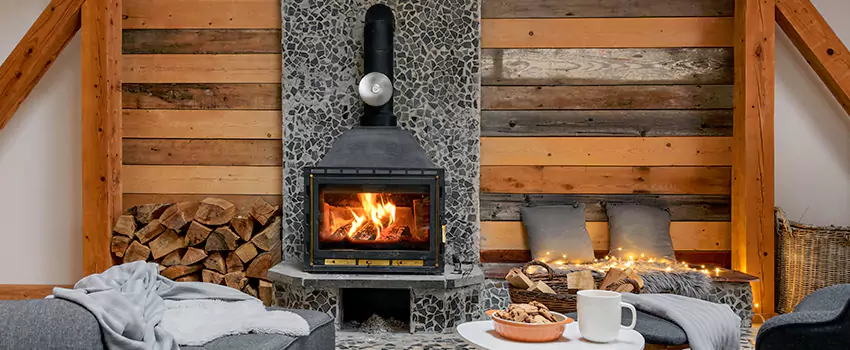 Thelin Hearth Products Direct Vent Gas Stove Fireplace Inspection in Manchester, New Hampshire
